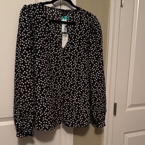 Vero Moda Black and White Heart Pattern Blouse